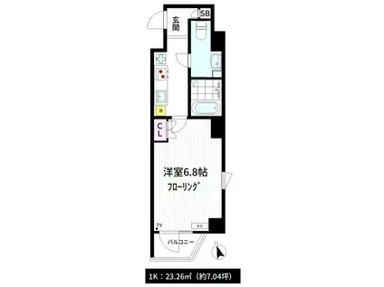 モトパーク御茶ノ水(1K/6階)の間取り写真