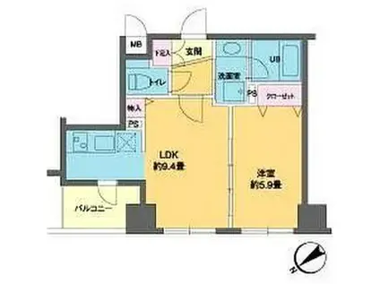 カスタリア北上野カスタリアキタウエノ(1LDK/10階)の間取り写真