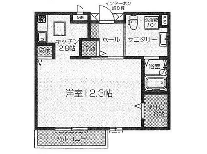 サンリスタアレーグレ入間(1K/2階)の間取り写真