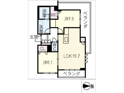 シャーメゾン国府宮駅前(2LDK/3階)の間取り写真
