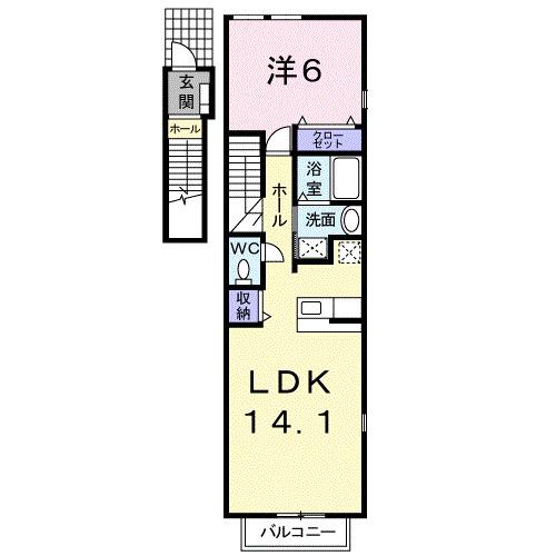 アルカンシェル(1LDK/2階)の間取り写真