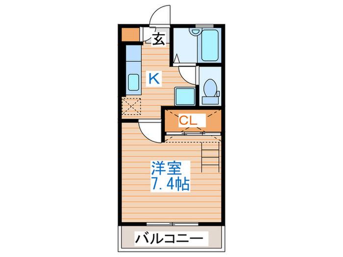 バーシティハウス留ケ谷B(1K/1階)の間取り写真