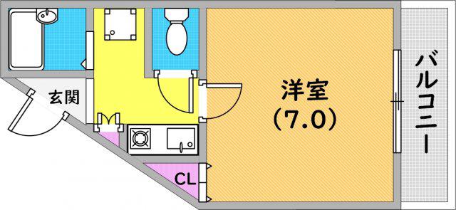 フリックコート下祗園(1K/4階)の間取り写真