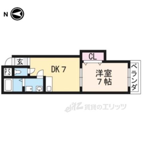 ビュープラザ(1DK/4階)の間取り写真