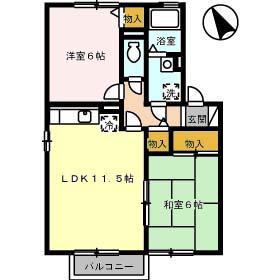 アネシスハイツ1号館(2LDK/1階)の間取り写真