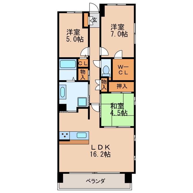 プラウド泉(3LDK/6階)の間取り写真