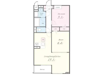 ヴォアチュールエムス(1SLDK/1階)の間取り写真