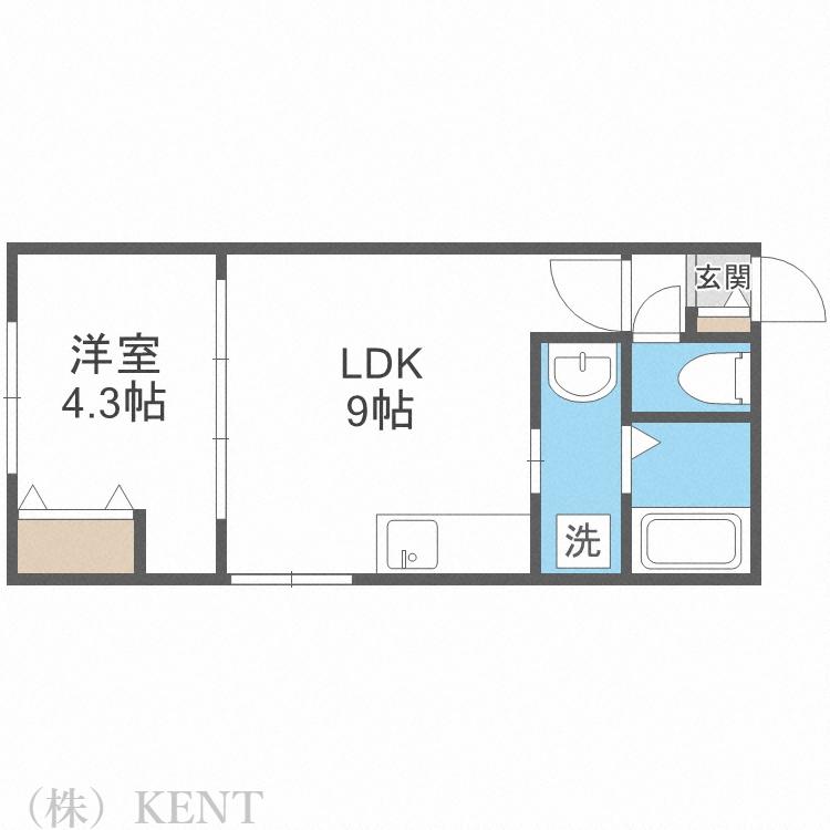 ラフィーネ円山公園・煌(1LDK/3階)の間取り写真