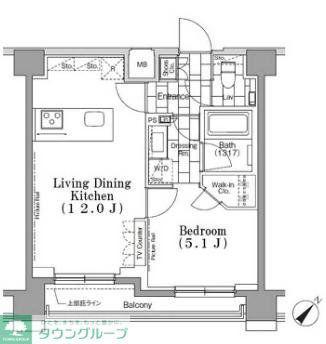ONE ROOF FLAT TSUKISHIMA(1LDK/8階)の間取り写真