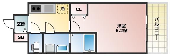 エスリードレジデンス東三国デュオ(1K/8階)の間取り写真