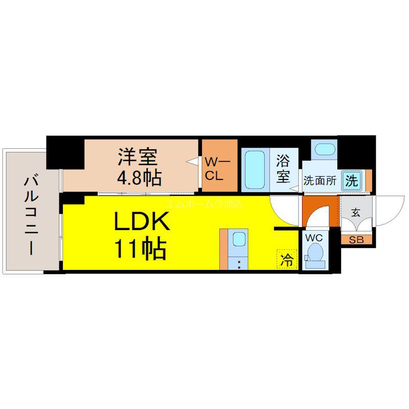 プレサンスTHE高岳(1LDK/10階)の間取り写真