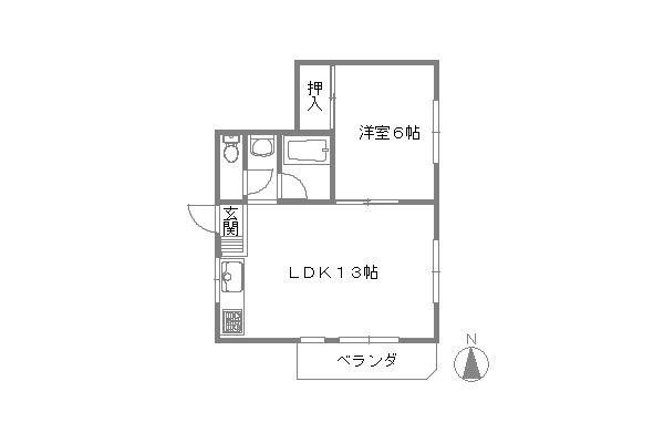 東洋プラザしろきた(1LDK/2階)の間取り写真