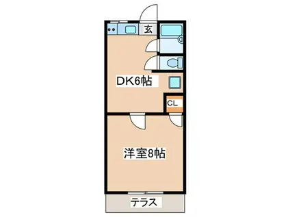 グリーンハイツA棟(1DK/1階)の間取り写真