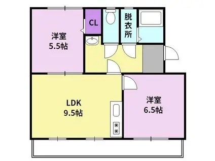 コンチェルト東合川II(2LDK/5階)の間取り写真