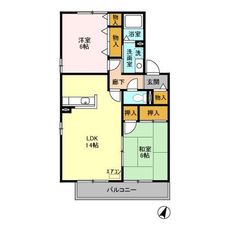 シャインメモリー館ABCDE(2LDK/2階)の間取り写真