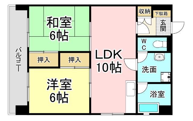 角田ビル片野新町(2LDK/3階)の間取り写真