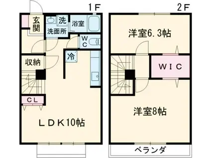 ル・アレ豊川(2LDK/1階)の間取り写真