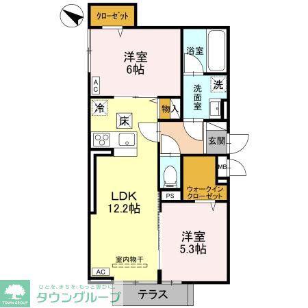 クレール・メゾン(2LDK/1階)の間取り写真