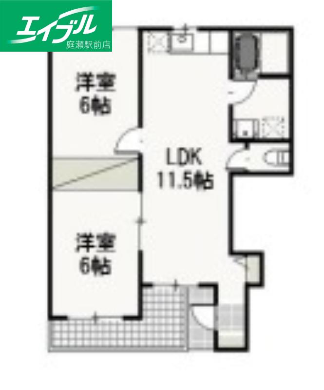 アドヴァンスSHII(2LDK/1階)の間取り写真