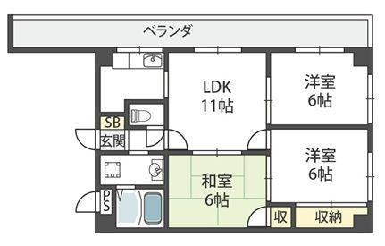 グランドシャトー山本(3LDK/1階)の間取り写真