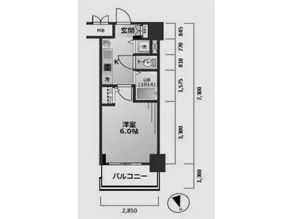 プレサンス神戸西スパークリング(1K/4階)の間取り写真