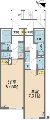カインドネス相模大野III(1K/3階)の間取り写真