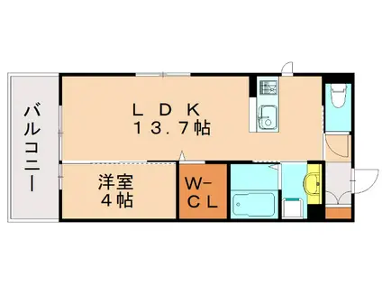 喜宝TOMODA(1LDK/1階)の間取り写真