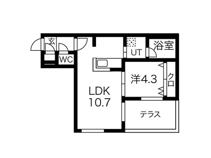 ジェルム東札幌(1LDK/1階)の間取り写真