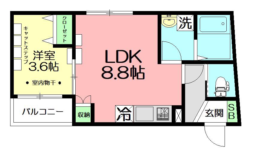 CALICO CHIGASAKI(1LDK/2階)の間取り写真