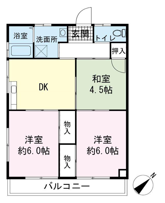 新井アパート(3DK/1階)の間取り写真
