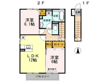 メゾンブランシェII(2LDK/2階)の間取り写真