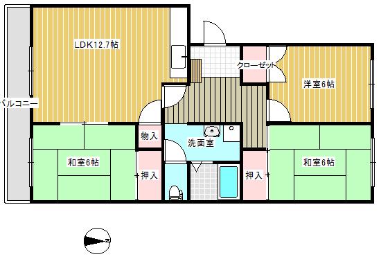 グランドフォレストA棟(3LDK/1階)の間取り写真