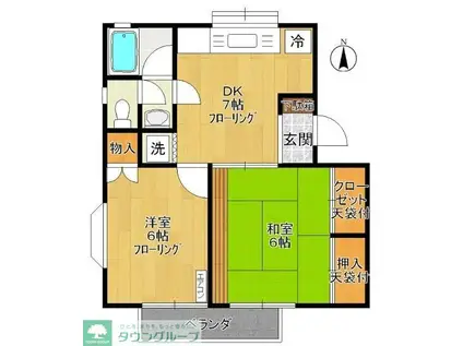 メゾンプラティークD棟(2DK/1階)の間取り写真