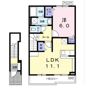アクティブ・ベル K(1LDK/2階)の間取り写真