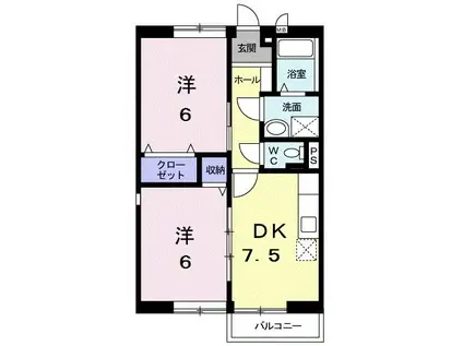 ヴィラリコルディ(2DK/2階)の間取り写真