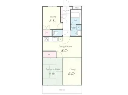 目黒都立大レジデンス(3DK/1階)の間取り写真