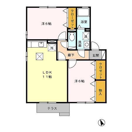 マウルール(2LDK/1階)の間取り写真