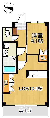 MAISON・DE・YUU(1LDK/1階)の間取り写真