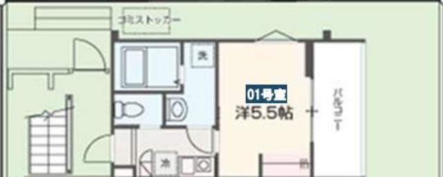 MELLAS相模原(1K/1階)の間取り写真