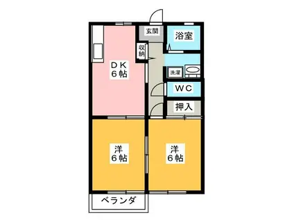 るびなす(2DK/1階)の間取り写真