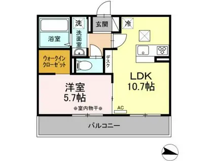 ウェルデンスD-STAY(1LDK/1階)の間取り写真