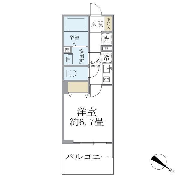 フェルモ横浜桜木町(1K/3階)の間取り写真