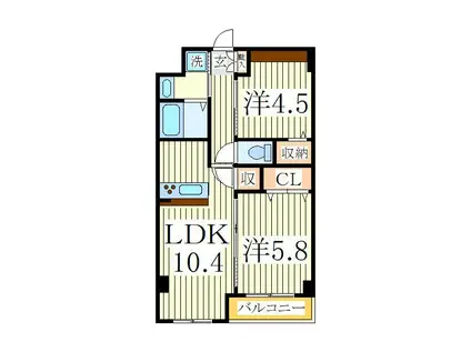 アーチェロ(2LDK/2階)の間取り写真