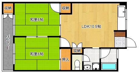 井上ビル(2LDK/4階)の間取り写真