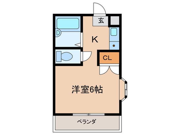 サウスロードIII(1K/1階)の間取り写真