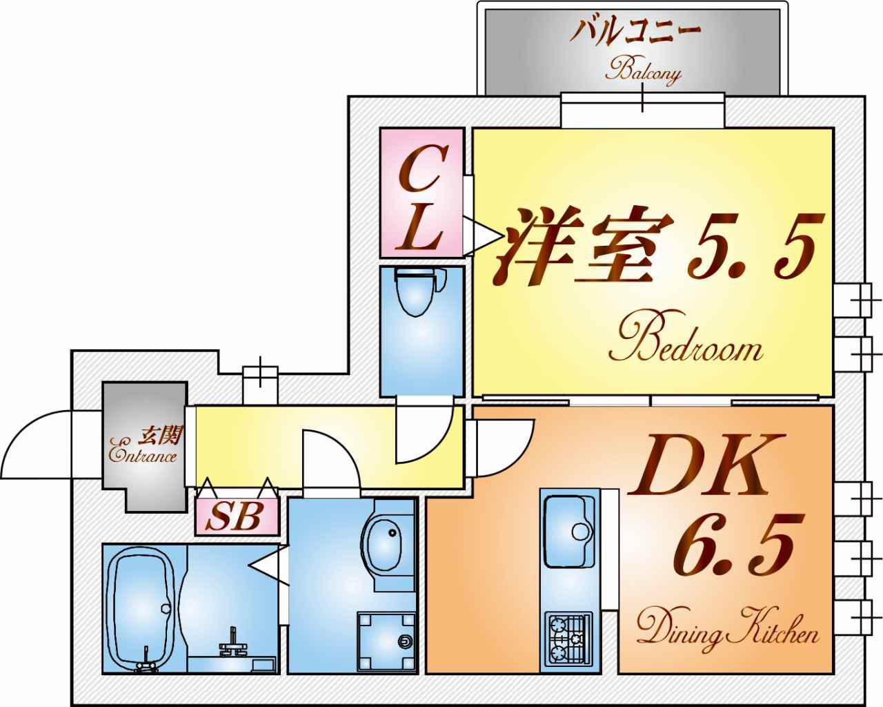 J・グランデ神戸谷上(1DK/2階)の間取り写真