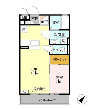カーサコモド(1LDK/2階)の間取り写真
