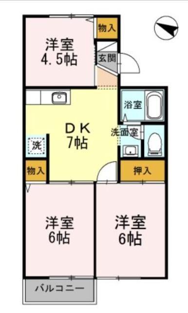 ファミールIK(3DK/2階)の間取り写真