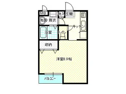 ルミエール豊岡II(1K/1階)の間取り写真