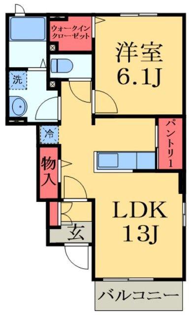 ウィスティリアI(1LDK/1階)の間取り写真